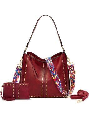 Stylish Studded Hobo Purse & Wallet Set for Women - Chic Shoulder Bag Combo